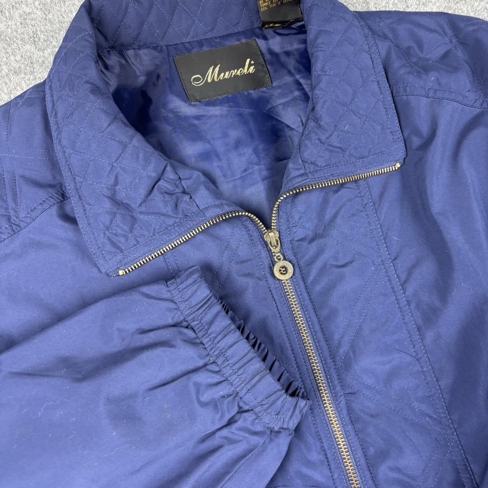 Vintage Mureli Windbreaker Jacket Women's XL Blue Full Zip Nylon Hong Kong Retro